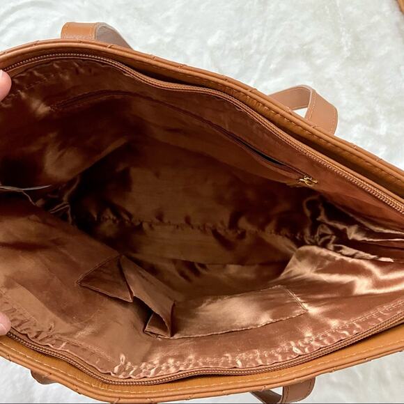Joy & Iman Caramel Brown Leather Tote Bag - Picture 7 of 8